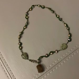 NEW green and gold/bronze gemstone necklace purchased in Italy